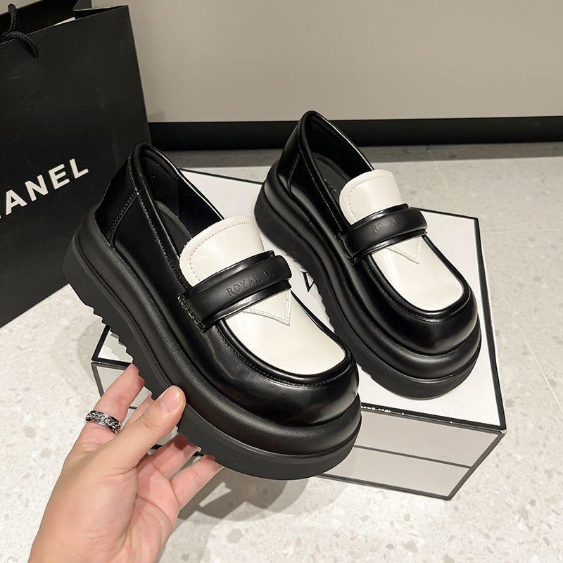Take a small man, thick-soled muffin, British small leather shoes, women's single shoes, loafers, women's 2025 spring and autumn new models