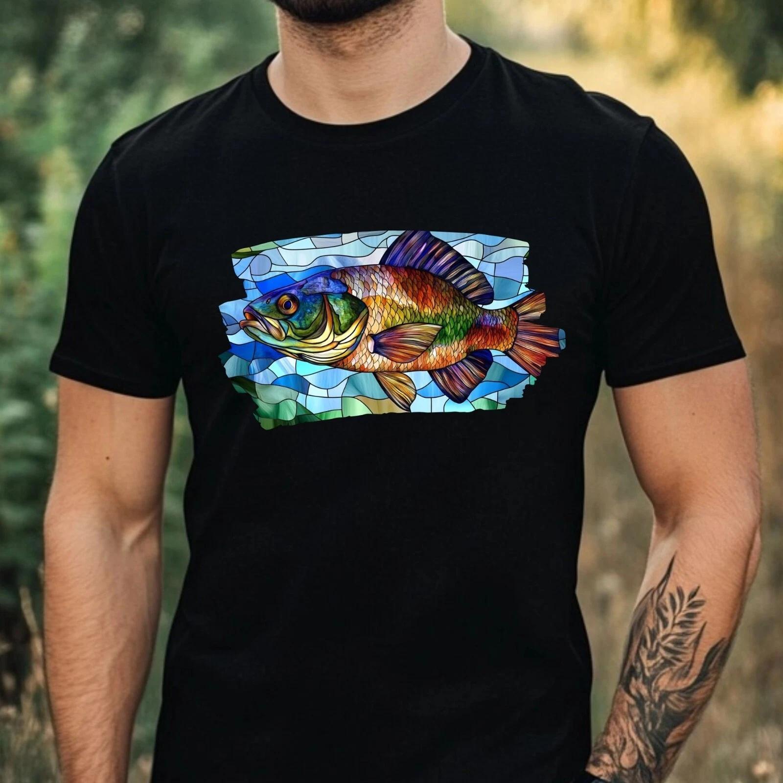 T-Shirt Herren Barsch Buntglas Motiv Baumwolle Größe XS bis 5XL XXL