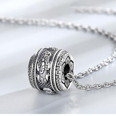 New Pixiu Necklace Men's Pendant Trendy and Personalized Retro Collar Chain with Rotating Beads for Old Rope Pendant Accessories
