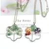 Silver Winding Flower Tree Of Life Necklace Gravel Crystal Pendant N72