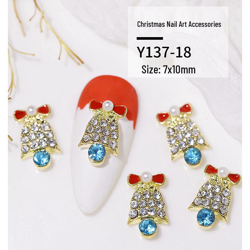 Christmas Alloy Nail Art Decor: Cartoon Santa, Bells, Reindeer, Snowflakes & Rhinestone Accessories