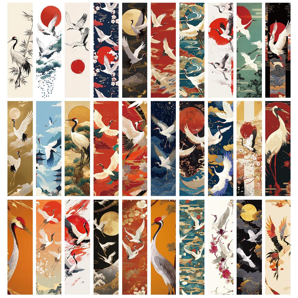 30PCS Ancient Style Crane Bookmark Nostalgia Harajuku Cartoon Gifts Creative Students Girls Cartoon Phone Gifts Home Bookmarks
