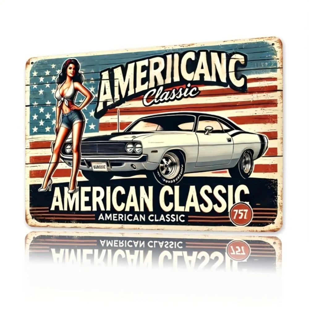 Classic Car Tin Sign Retro Vintage Metal Wall Art for Home Bar Garage Decor