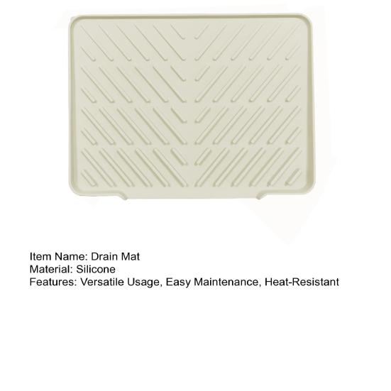 Silicone Drain Mat Kitchen Sink Slope Design Heat-Resistant Drain Pad Cookware Drying Tray Air Circulation Drain Mat