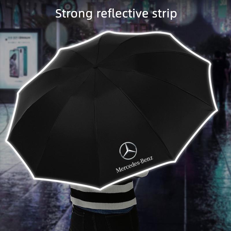 Hot Car Sticker Automatic Umbrella with LED Reflective Strip Rain Wind Umbrella For Mercedes Benz W211 W203 W204 W210 W124 AMG W