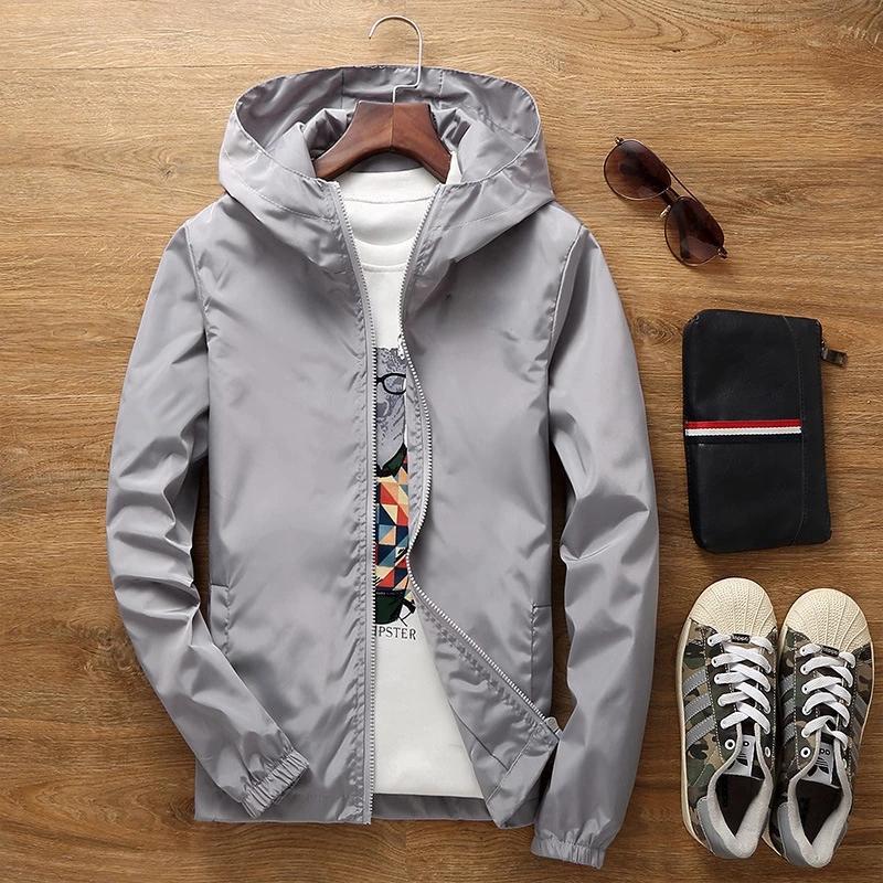Men's Casual Coat Spring Autumn Bomber Jacket Hooded Windbreaker Sport Running Jackets Men
