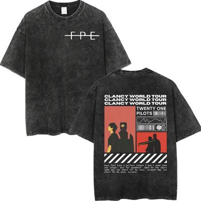 Twenty One Pilots Dámské Pánské Prané Oversized Tričko Streetwear Harajuku Bavlněné Tričko Kapela Ženské Pánské Letní Krátký Rukáv Trička
