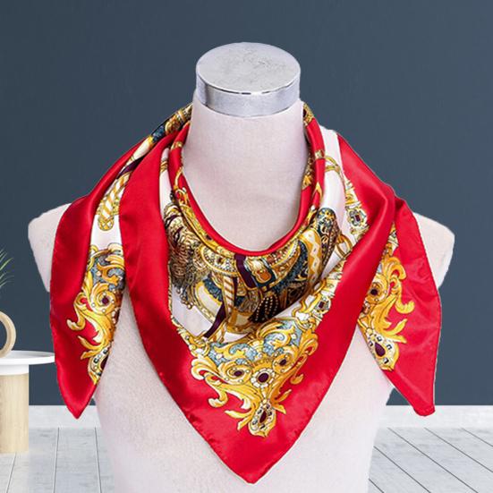 Scarf Comfortable Square Shape Satin Carriage Chain Scarves Shawl for Daily Life