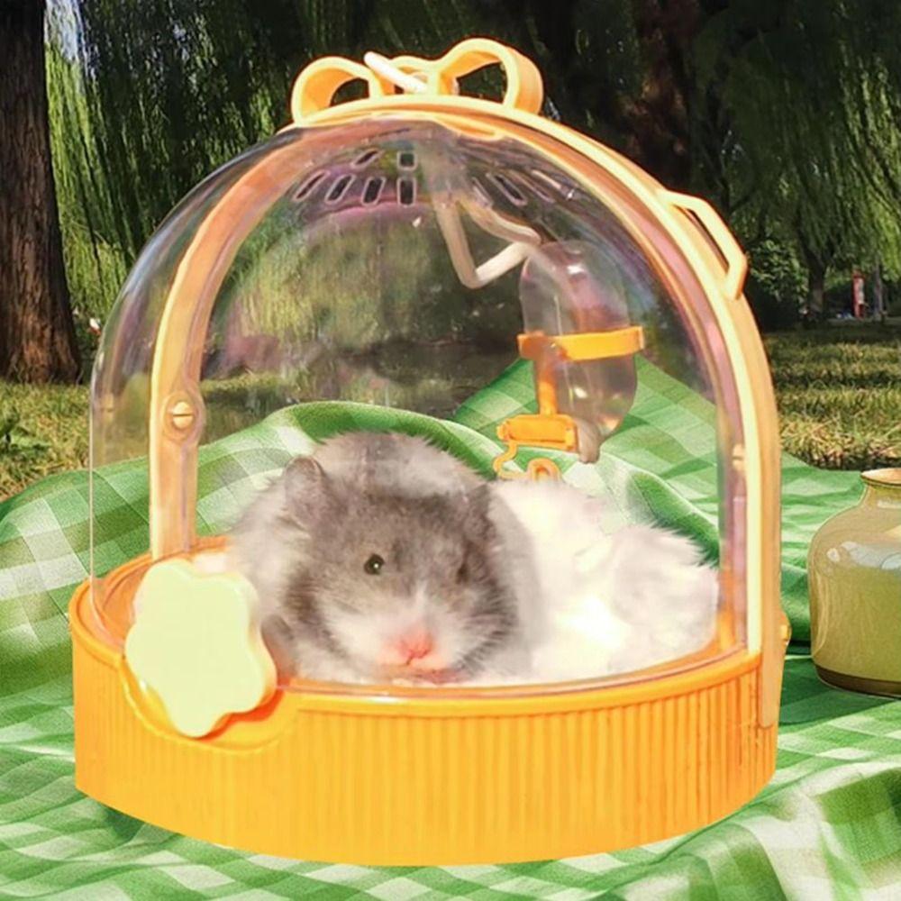 Large Space Portable Hamster Cage Transparent with Water Bottle Hamster Outgoing Case Anti-bite Safety Lock Small Animal Carrier