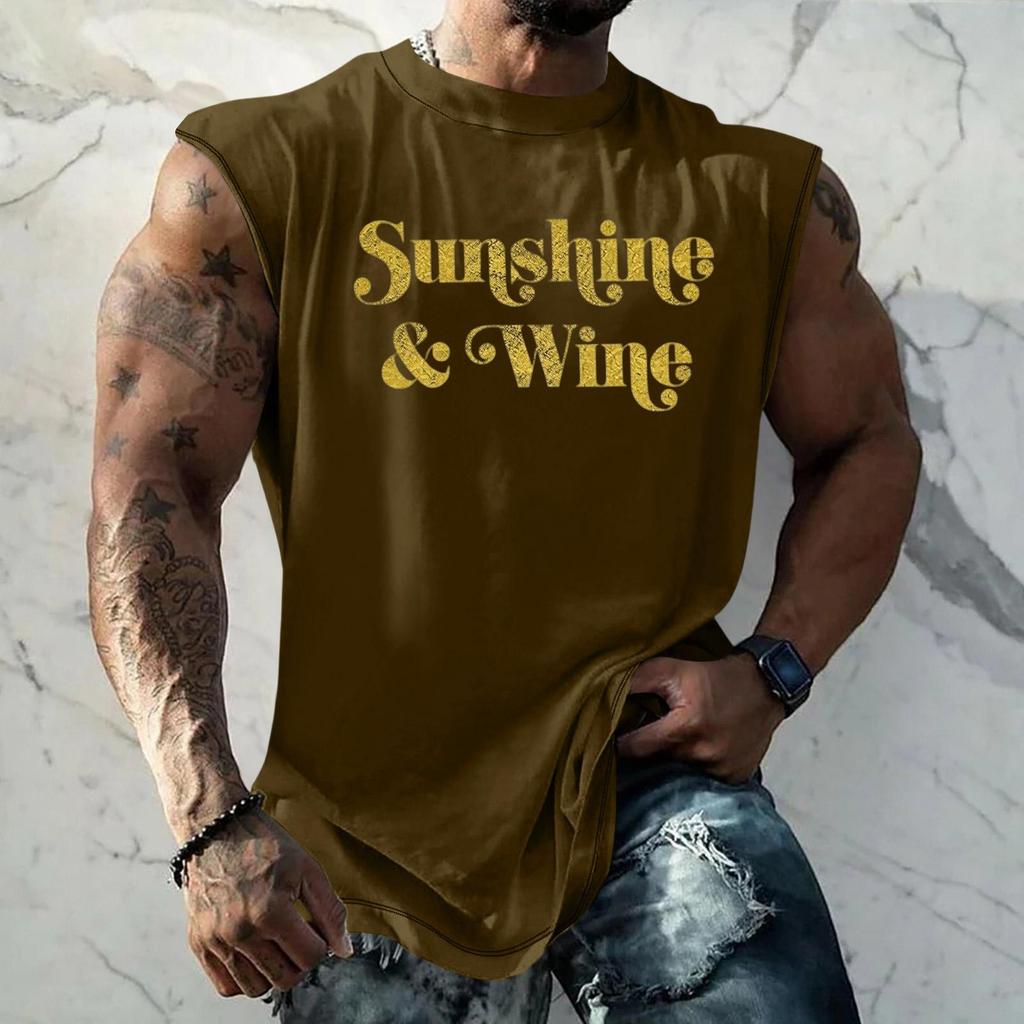 Top fără mâneci pentru bărbați Textură vintage Croială largă Respirabil Vară Sport Stradă Casual Uzură zilnică Tricou pentru mușchi