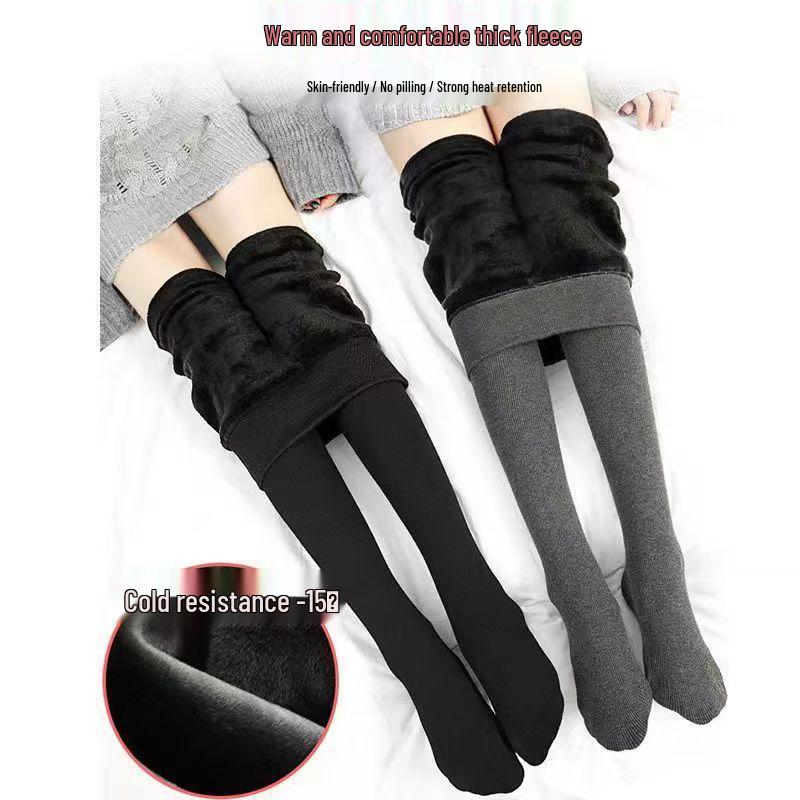 Autumn/Winter Women's Plus Velvet High Waist Base Layer Pants - Slimming Vertical Stripes, Plus Size Tights.