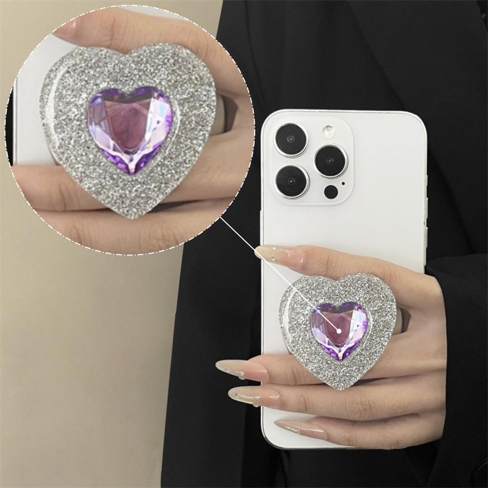 For Magsafe Magnetic Phone Holder Luxury Glitter Rhinestone Heart Simple Design Expandable Foldable Strong Magnetic Airbag Stand