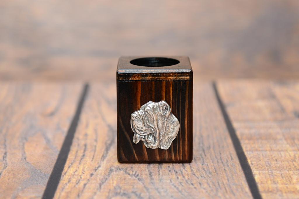 Neapolitan Mastiff, Mastino Napoletano - Wooden Candle Holder with a Dog, a Unique Souvenir After Losing a Dog, a Handicraft from the Art-Dog Brand