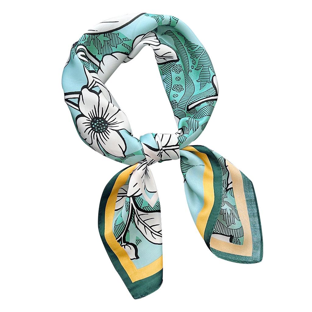 New Chinese Style Flower 71 Square Scarf Women's Spring and Autumn Summer Matching Shirt Neck Protection Scarf Thin Sunscreen Silk Scarf