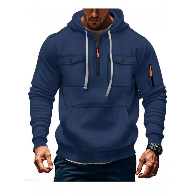 Mens Winter Hooded Zip-Up Sweatshirt Thick Fleece Lined Casual Streetwear Oversized Fit