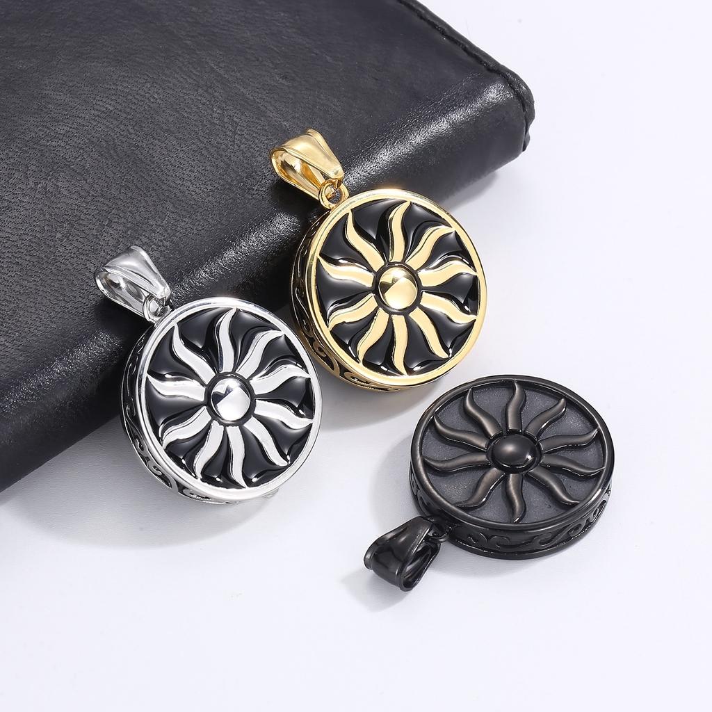 Vintage Sun God Pendant Twist Chain Necklace Men's Punk 316L Stainless Steel Apollo Amulet Pendant Fashion Myth Jewellery