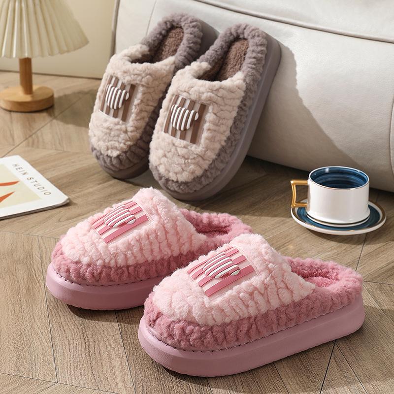 Cozy Winter Plush Cotton Slippers for Couples - Lightweight, Soft Sole Indoor Shoes