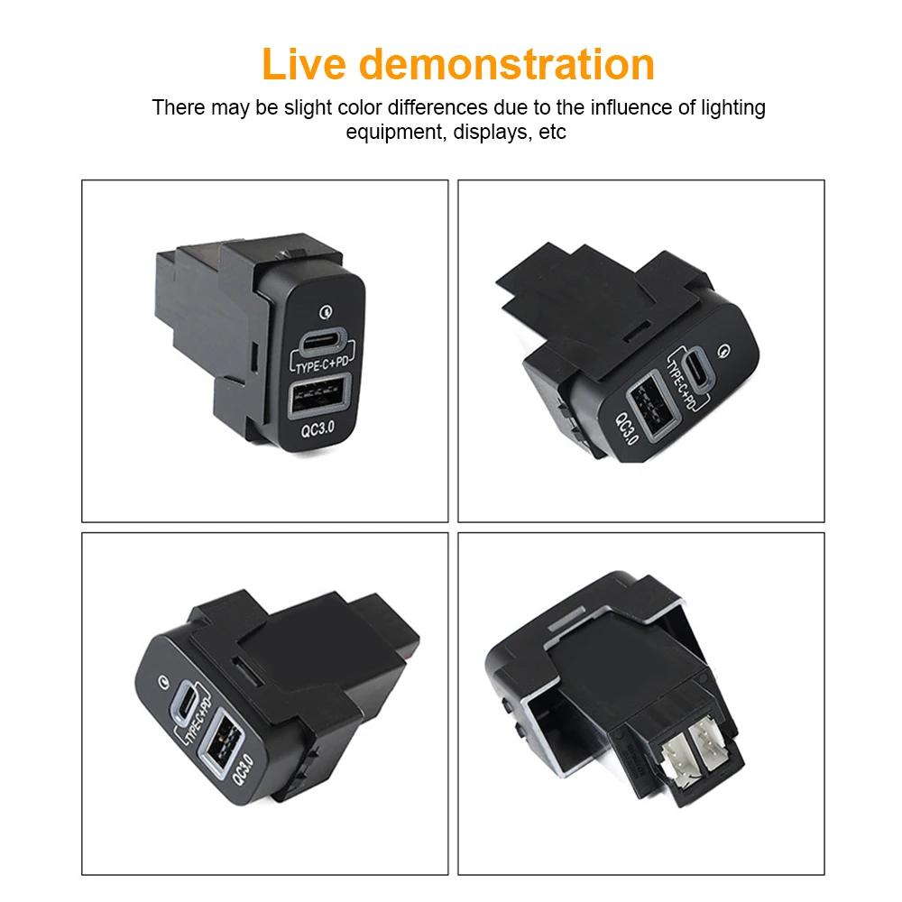 USB Car Quick Charger Type-C PD +Type A Socket For Mitsubishi Outlander Lancer EX Pajero Sport ASX V73 V93 V97 Phone Charging