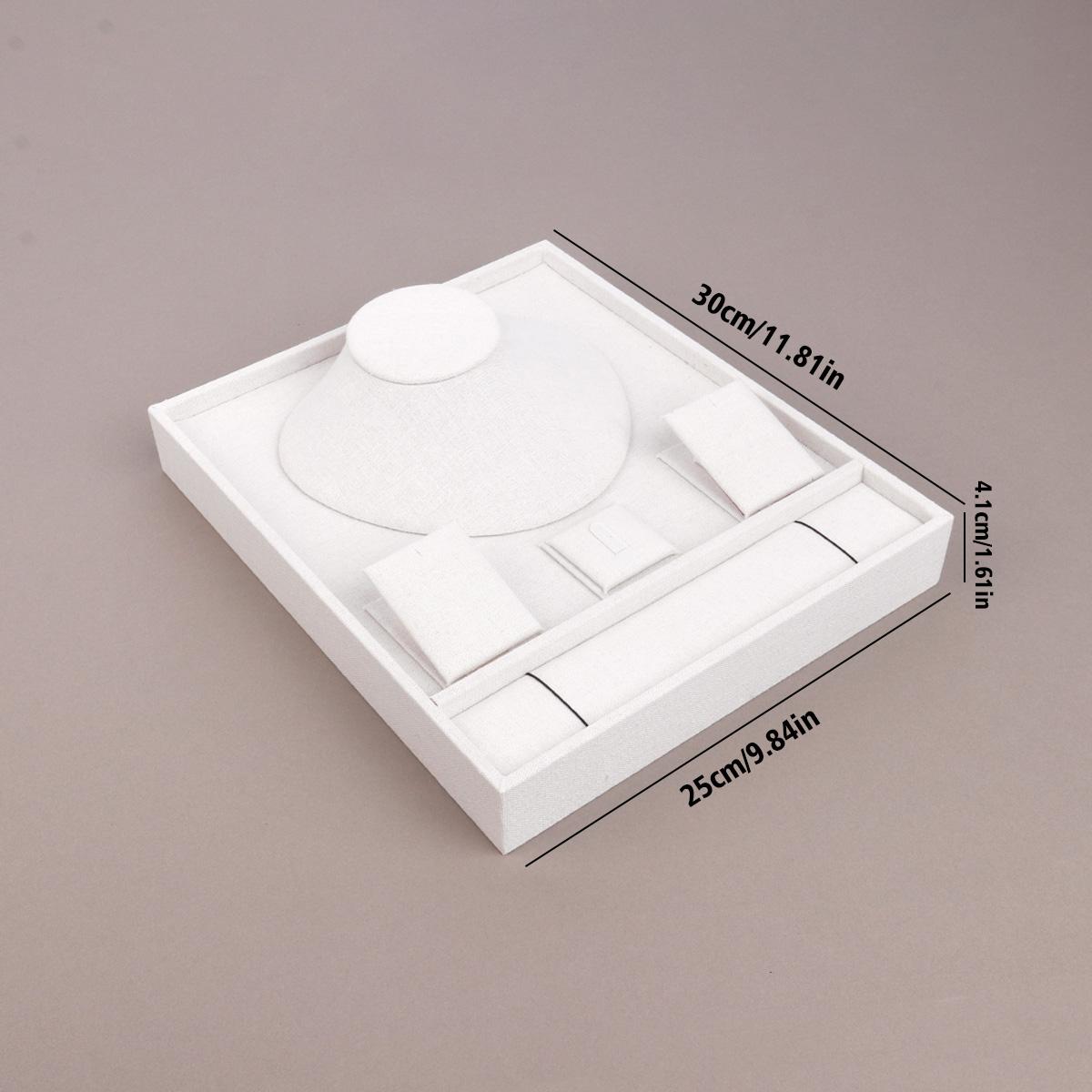 

Women Jewelry Packaging Linen Gift Box Elegant Necklace Earrings Bracelet Ring Kit Display Tray Case for Stores Exhibition белый