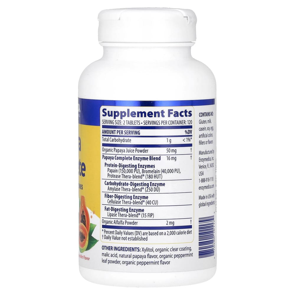 Enzymedica Papaya Complete Papaya Mint, 240 Chewable Tablets