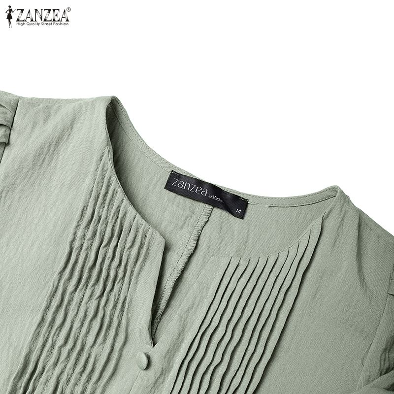 ZANZEA Women Summer V-Neck Casual Short Sleeve Dress