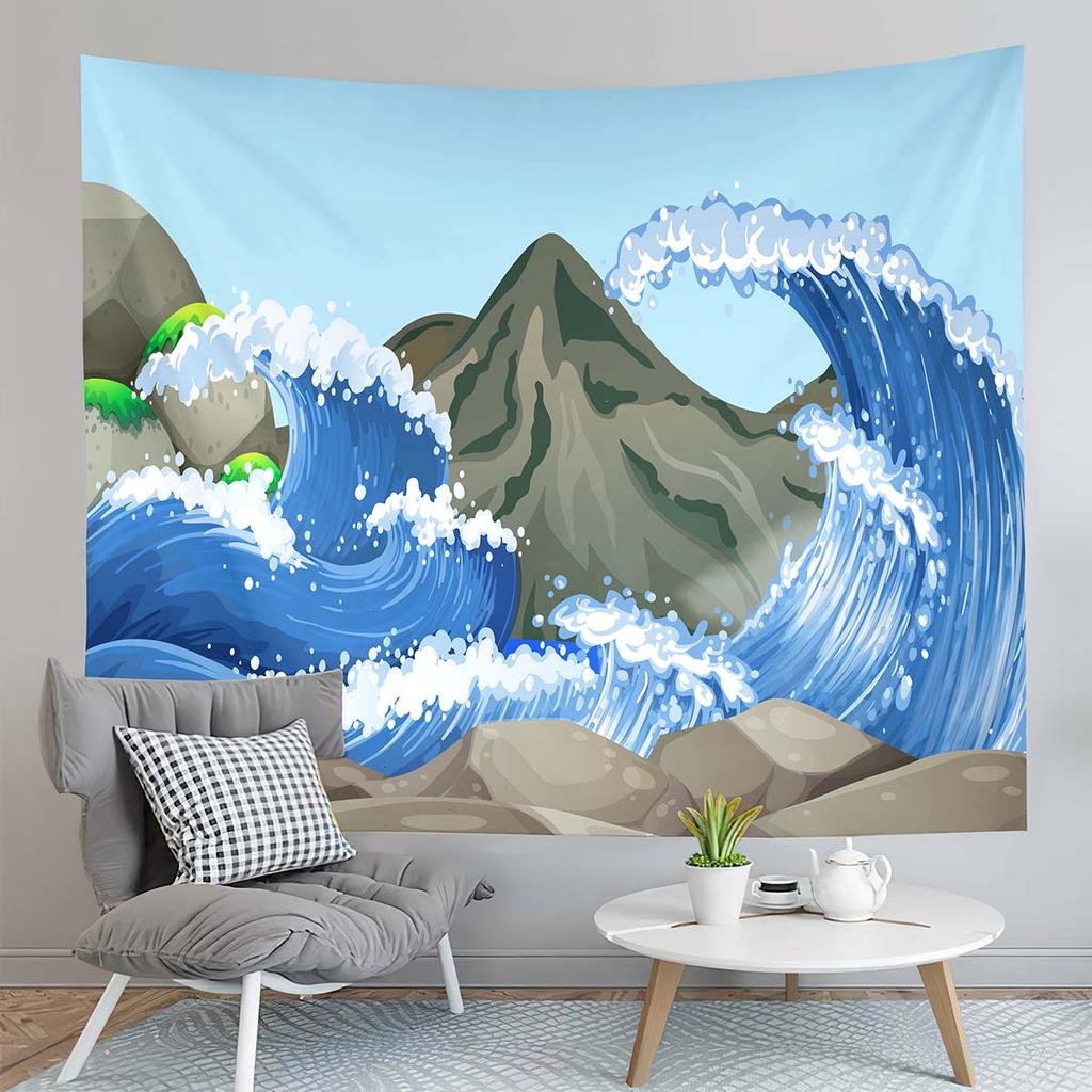 Ocean Wave Tapestry Surfing Wave Breaking Tapestry Natural Scenery Tapestry Wall Hanging Tapestries Art Living Room Bedroom Dorm