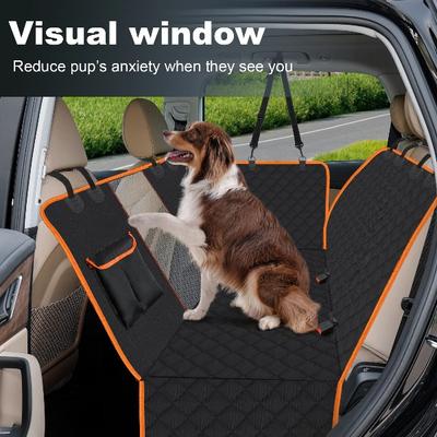 Hard Bottom Dog Car Seat Cover Waterproof Dog Car Seat Covers with Mesh Window, Scratch Prevent Antinslip Dog Car Hammock