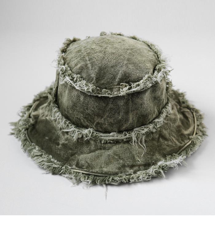 New Washed And Distressed Fur Brimmed Double-Sided Basin Hat, Japanese Street Fashion Hip-Hop Cool And Handsome Fisherman Hat