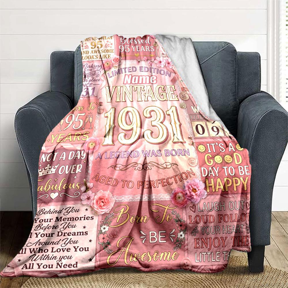 Vintage Celebration Blanket Personalized Name Soft Warm And Versatile For Sofa Bed Office And Travel Machine Washable Comfortable In All Seasons Best