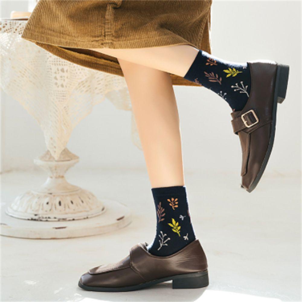 Socks Seamless Pure Cotton Sock Maple Leaf Warm Socks Japanese Style Print Socks Sleeping Hosiery