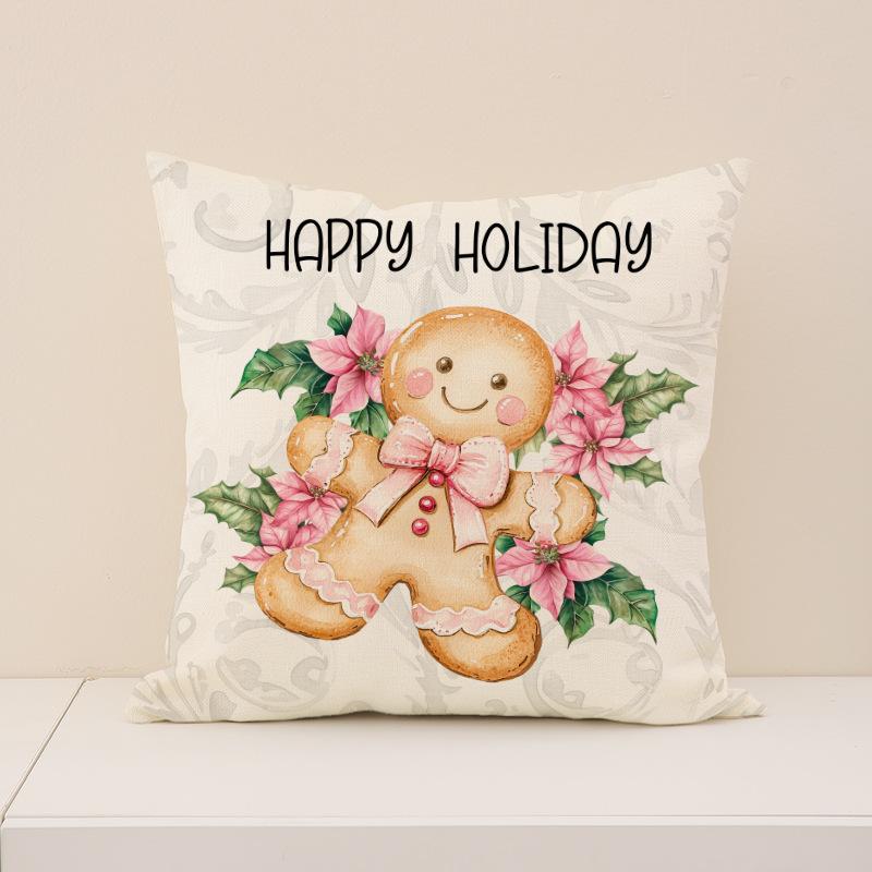 

Pink Christmas Pillow Set, Linen Print Car Cushion, Holiday Atmosphere Arrangement Sofa Cushion 45 * 45Cm (single pillowcase)