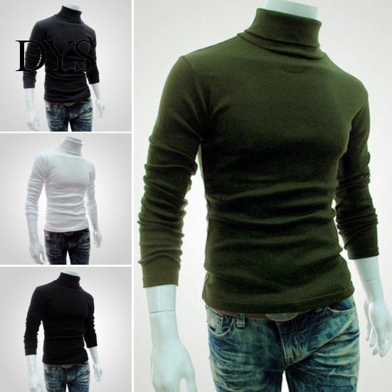 Herren Herbst Einfarbig Langarm Rollkragen Gestricktes Schlankes Unterhemd