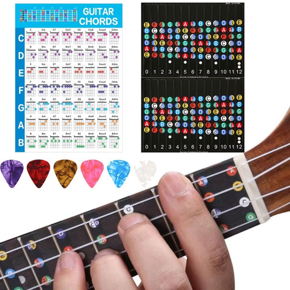 Printed Vinyl Paper Guitar Practice Chord Chart Coated Paper Chord Fingering Diagram For Kids