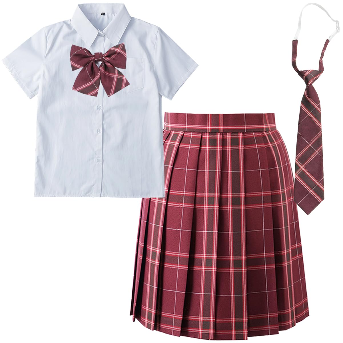 

Uniform skirt length jk high school girl party amusement school festival short [SYRHSYB] set, 48cm, cosplay, 4-piece set, shirt, tie, ribbon, uniform,