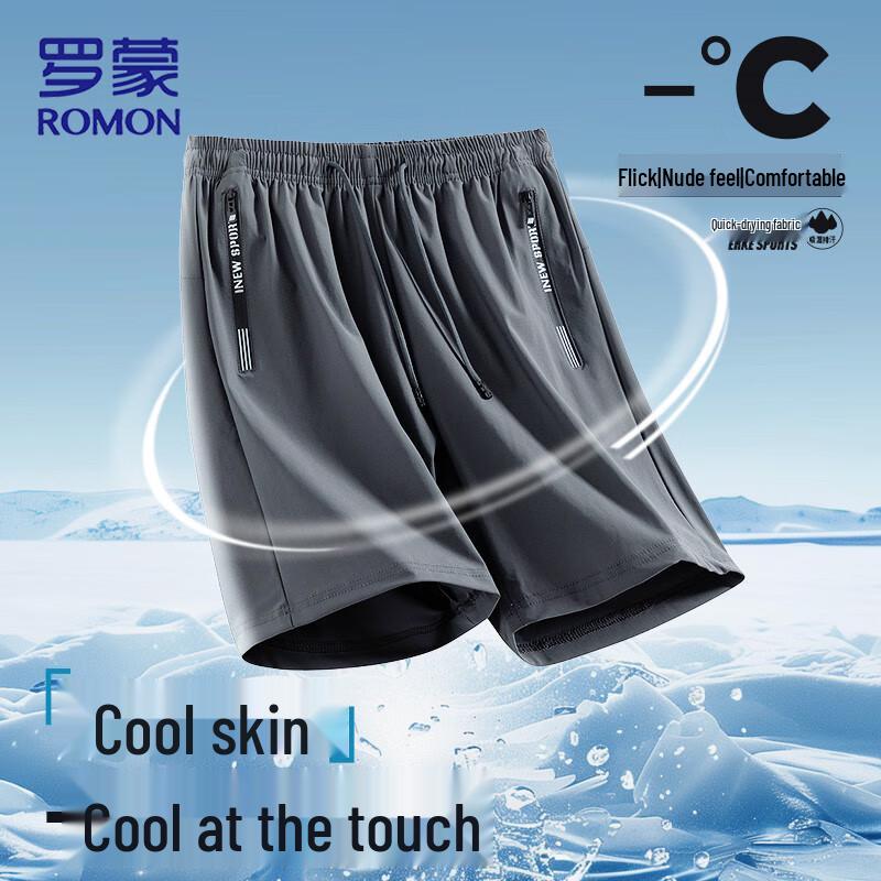 Romon Men s Ice Silk Casual Quick-Dry Sports Shorts 3XL