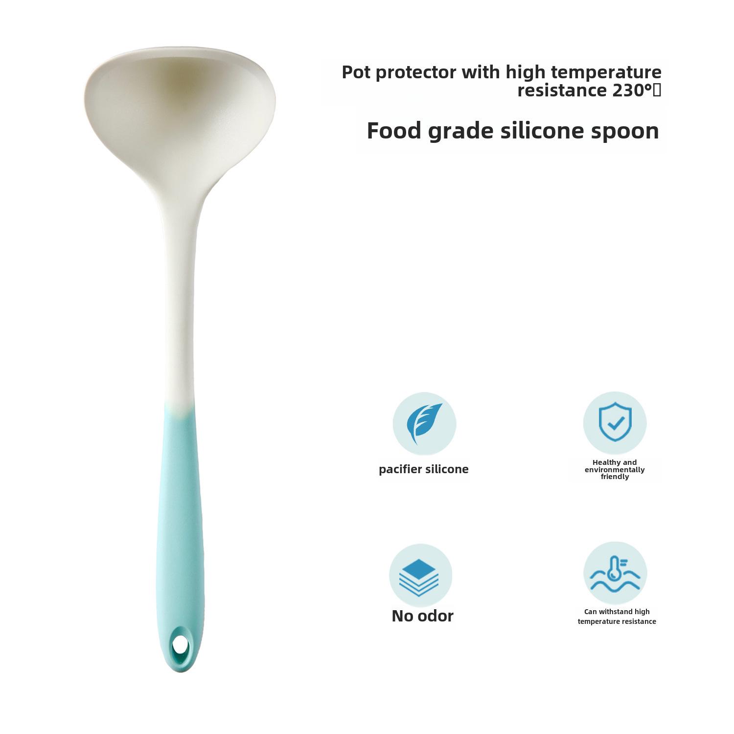 

Набор для приготовления пищи из 4-х предметов из силикона: Лопатка, зажим для еды, ложка для супа, антипригарное покрытие. Идеально подходит для бытовой кухонной утвари.