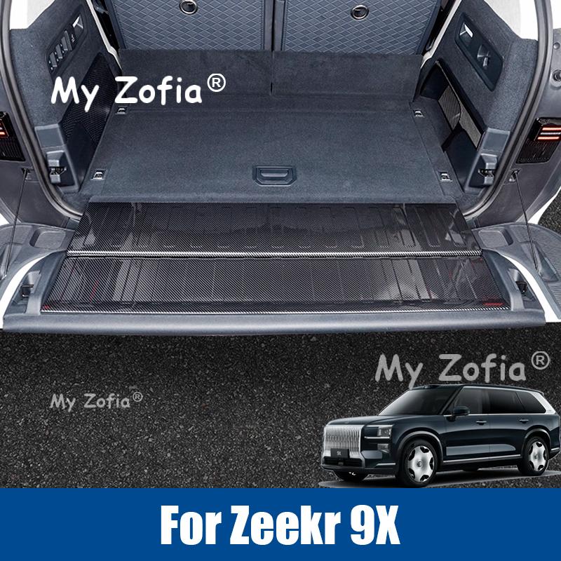 For ZEEKR 9X 2025 2026 Car Trunk ABS Carbon fiber Threshold Strip Tailgate Anti Kick Sill Trunk Plate Cover Accessories