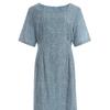 Shop   Women Square Neck Short Sleeve Trumpet Long Dress Green Pic Wdr 1396