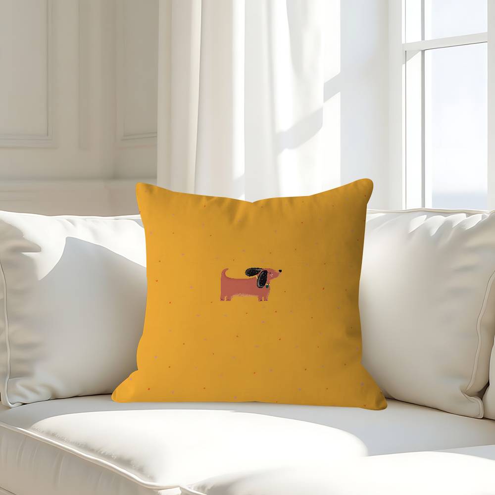 Cartoon Dog Pillow Case Removable Washable Cushion Cover – All-Season Soft Linen