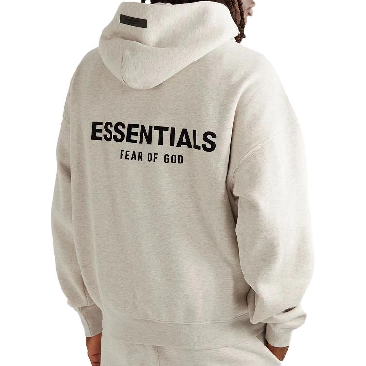 Fear Of God Essentials FW22 Solid Logo Print Pullover Hoodie Men hoodies Light-Oatmeal FOG-FW22-1125