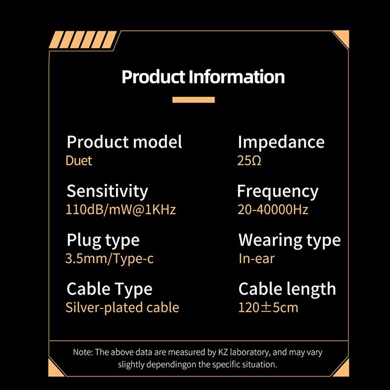 KZ Duet Quad Core Dual Dynamic Drivers Hi-Fi Earphones 3.5mm/Type C In-Ear Wired Headset For Music Stereo High-Fidelity Sound With MIC