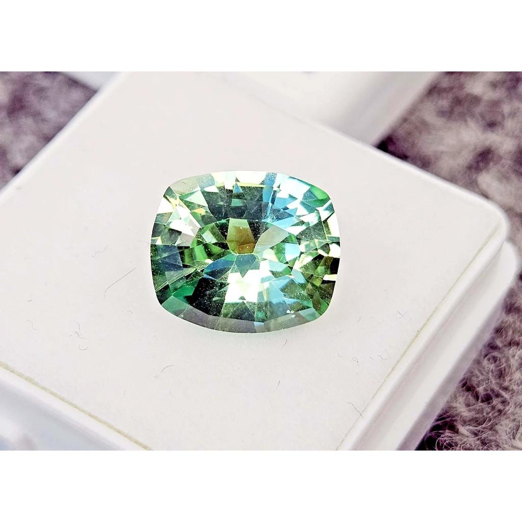Natural Parti Sapphire Green Cushion Cut 5-6 Ct Beautiful Certified Gemstone