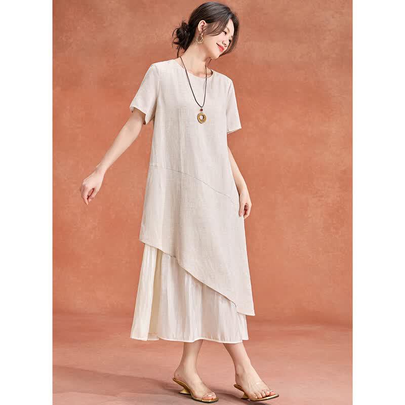 Tencel Linen Blend A-Line Midi Dress