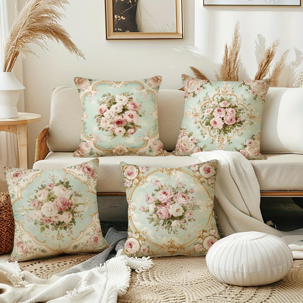 1/4pcs Floral Patterned Pillowcases with Vintage Design Sofa cushion cover home bedroom room decoration