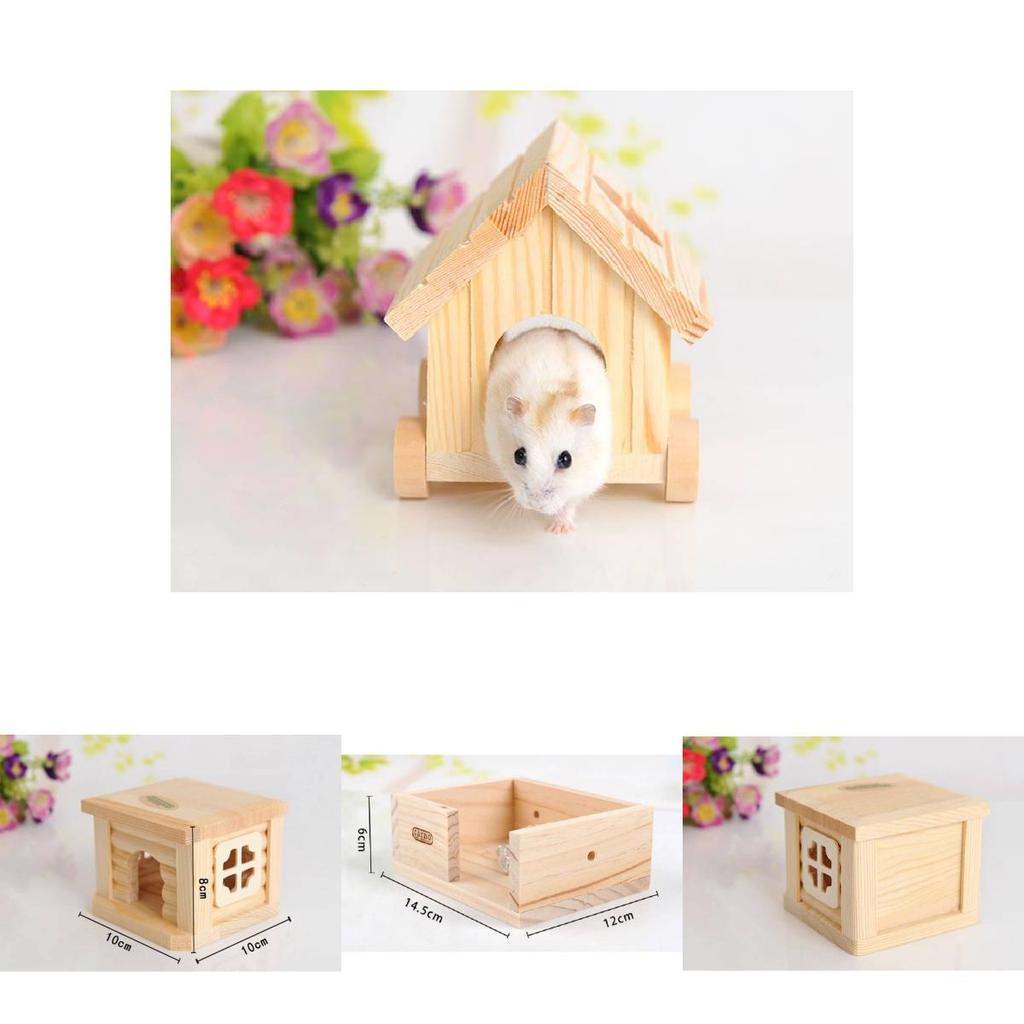 Hamster Wooden House Luxury Villa For Small Pets With Natural Wood Finish