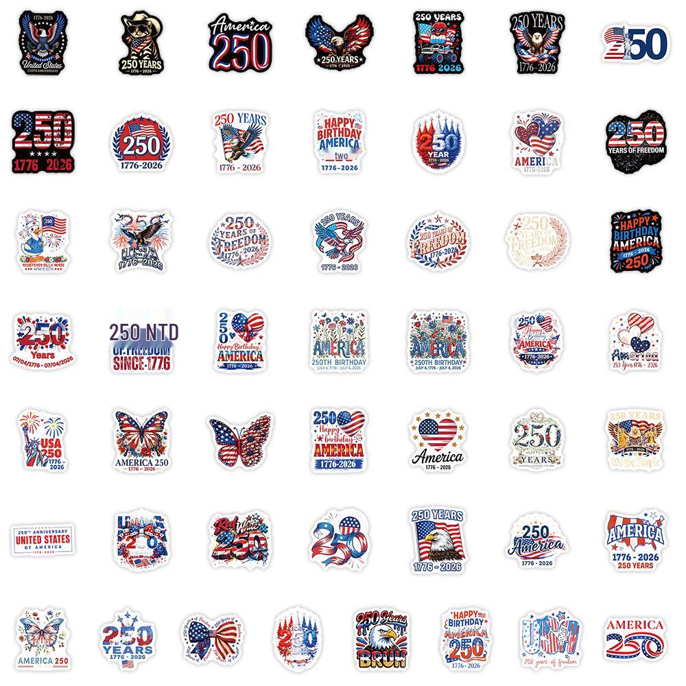 USA 250th Anniversary Waterproof Graffiti Stickers: 50-Pack for Water Bottles & Computers