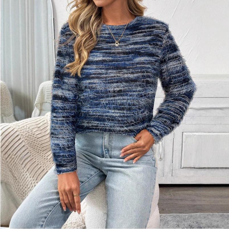 2026 Women's Autumn/Winter Round Neck Loose Long Sleeve Tassel Knit Top
