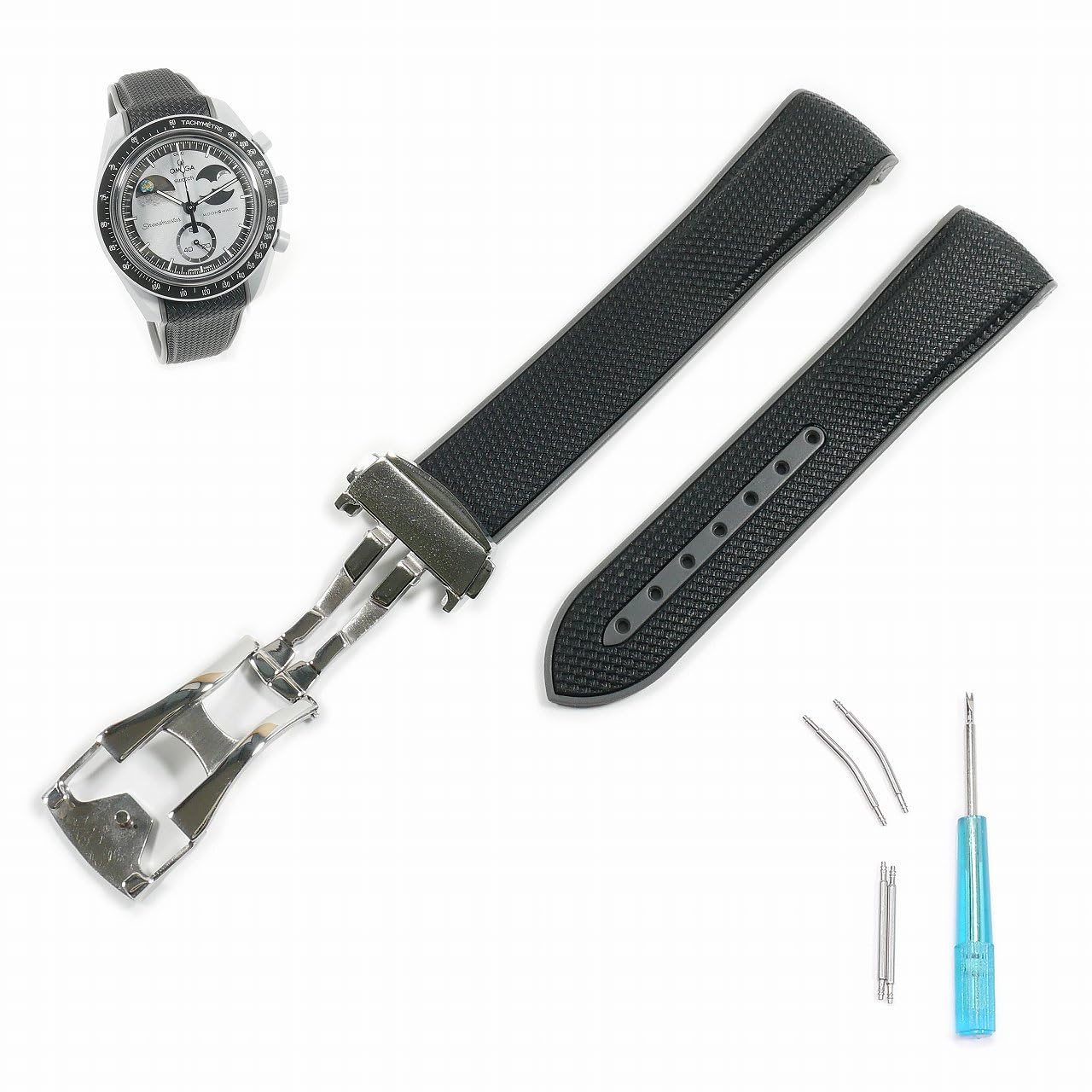 

Swatch x OMEGA compatible rubber strap with deployment buckle (Black & Gray/EARTHPHASE)