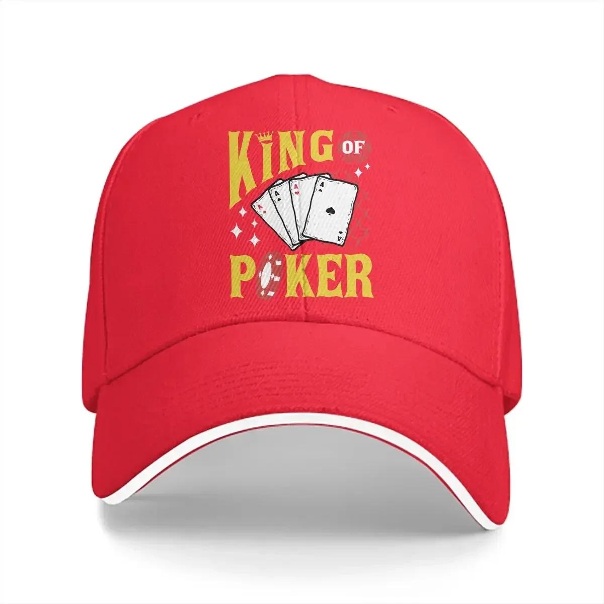 Washed Unisexs Baseball Cap King of Poker Trucker Snapback Caps Dad Hat Poker Golf Hats One Size