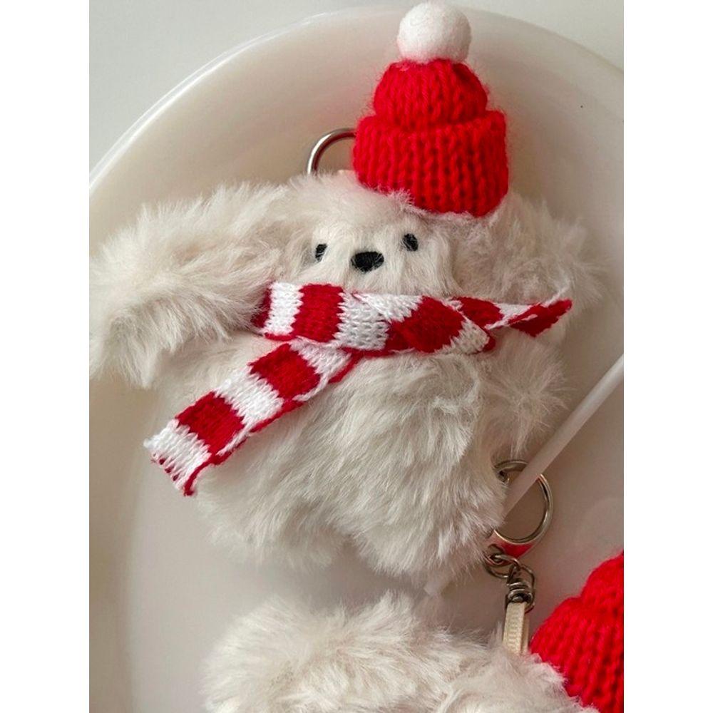 Elegant Table Christmas Fondant Maltese Keychain 2 Types Keyring Doll
